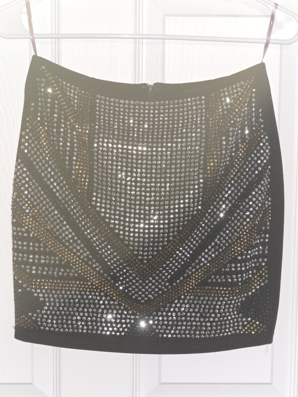 privy Black Mini Skirt with Silver and Gold Stud Detailing